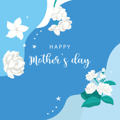 mother's day blue invitation with jasmine for square design