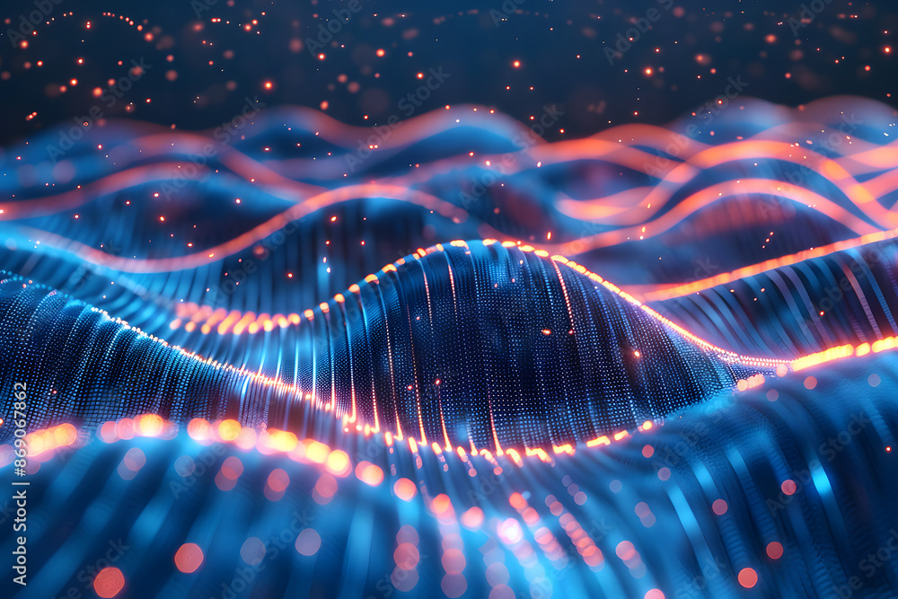Aufkleber abstract dots and lines connected. concept of ai technology. motion of digital data flow. communicat