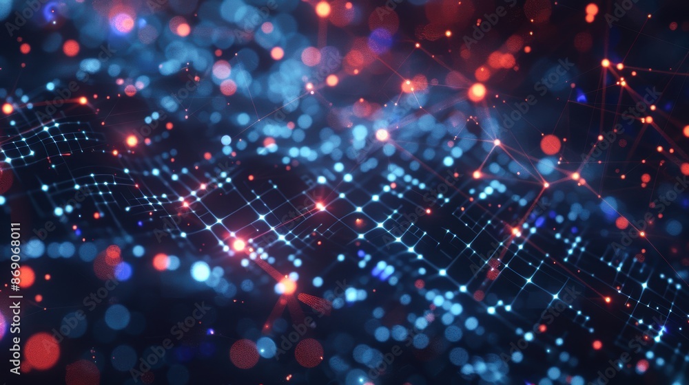 Poster glowing algorithms in a dark, abstract cyberspace, tech-inspired design, software creation