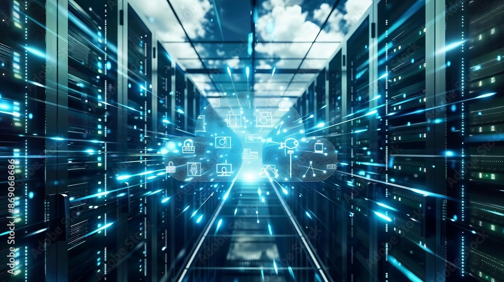 Poster Cloud computing for digital transformation Heavy computing power storage and IT infrastructure supporting internet of things chatbots augmented reality machine learning big data analyt : Generative AI