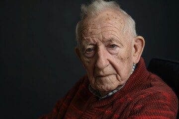 studio portrait of senior man looking at camera