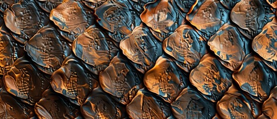 Panoramic close-up, high detail scan of snake skin material, Generative AI