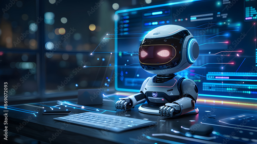 Poster chatbot, chat with ai, artificial intelligence, businessman using technology smart robot for busines