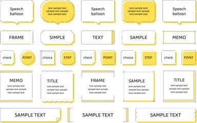 フレーム　セット　シンプル　線　ライン　デザイン　飾り　装飾　飾り罫　タイトル　見出し　吹き出し　黄