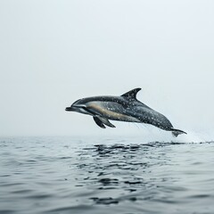 Fototapeta premium A bottlenose dolphin leaps out of the water.