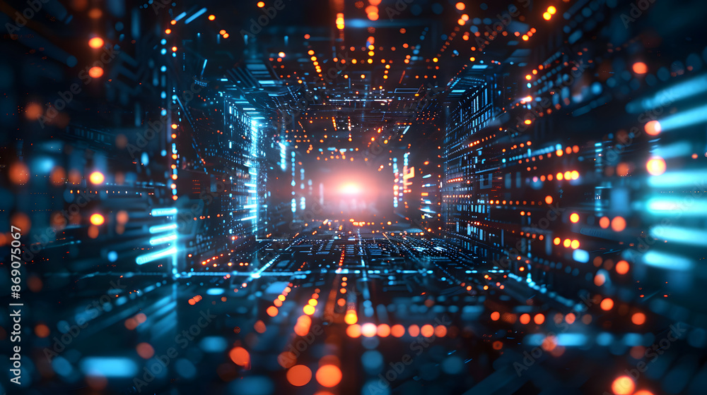 Poster cyber security and information or network protection. future technology web services for business, d