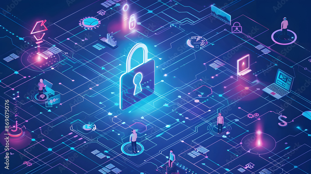 Poster cybersecurity and data privacy in the digital age, cybersecurity and data privacy in the digital age