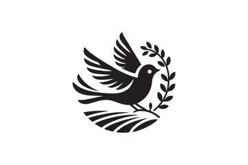 Bird silhouette vector with white background