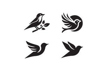 Bird silhouette vector with white background