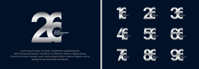 anniversary logo style set with silver color can be use for celebration moment