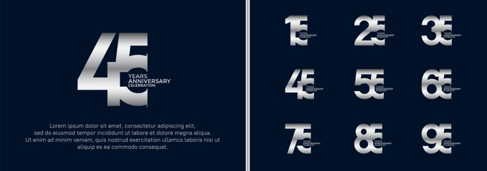 anniversary logo style set with silver color can be use for celebration moment