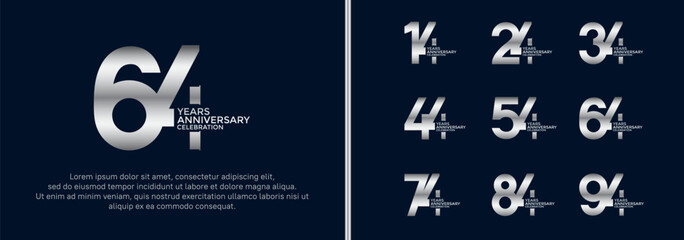 anniversary logo style set with silver color can be use for celebration moment