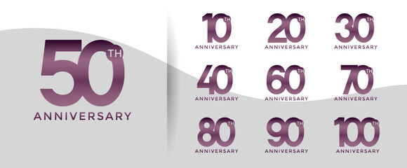 anniversary logo style set with purple color can be use for celebration moment