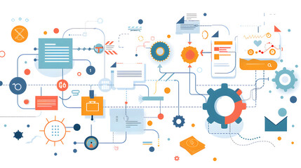 Document Management Workflow Automation, Illustrate the benefits of workflow automation in document management with an image showing repetitive tasks being automated