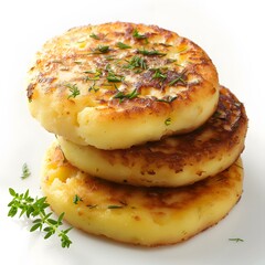 Three potato pancakes with dill