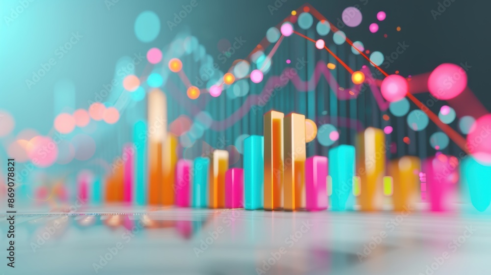 Poster an abstract representation of financial concepts, with geometric shapes and lines symbolizing growth