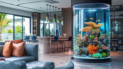 Modern Interior with Vibrant Aquarium