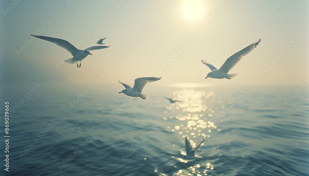 Canvas Prints seagull flying over the sea