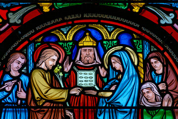 Fototapeta premium Holy family : The marriage of Mary and Joseph. Sainte famille : le mariage de Marie et Joseph.