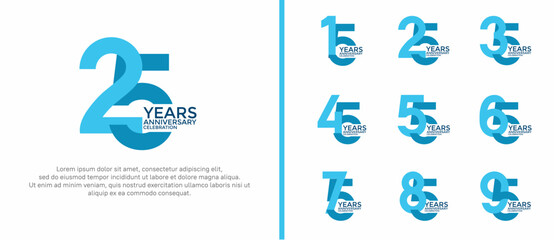anniversary logo style set with blue color can be use for celebration moment