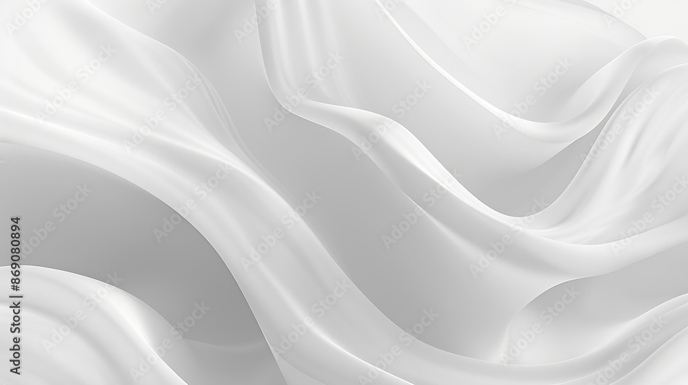 Poster abstract white gray background with wavy smooth lines flowing on it : generative ai