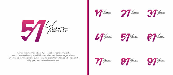 anniversary logo style set with purple color can be use for celebration moment