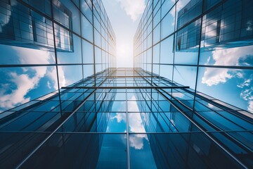 Modern skyscraper with a reflective glass facade architecture