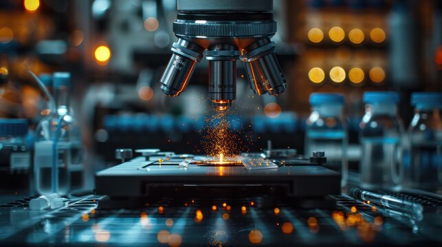 Research equipment technology microscope test work health science DNA medical analysis.