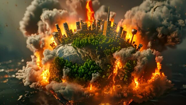 A earth model in the wok, fire under the wok