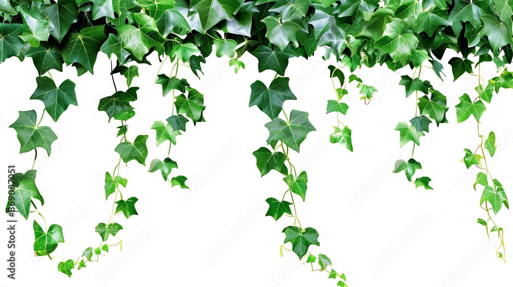 Aufkleber Green leaves Javanese treebine or Grape ivy Cissus spp jungle vine hanging ivy plant bush isolated on white background with clipping path : Generative AI