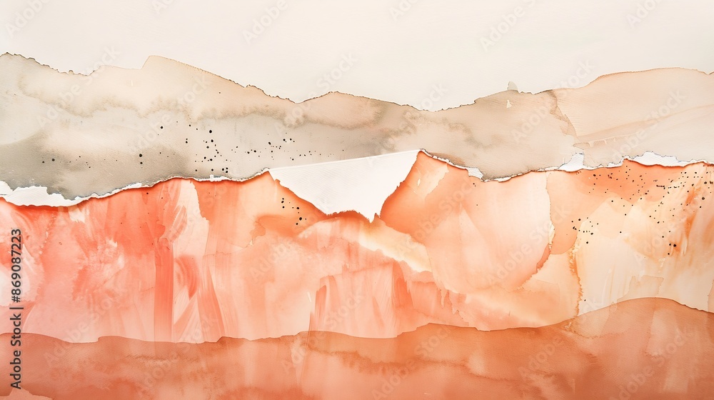 Poster desert landscape abstract texture background layers of watercolor painted paper torn edges : generat