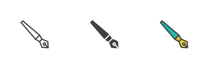 Ink pen different style icon set