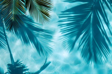 Palm leaves shadow on water surface in pool
