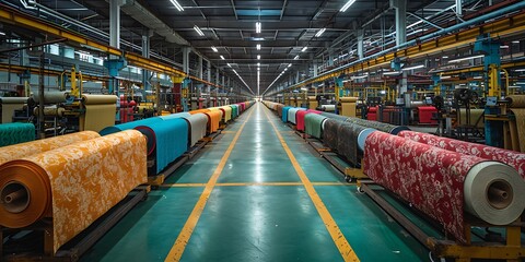 clothing fabrics factory. clothing industry concept