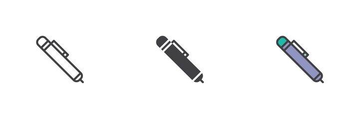 Office pen different style icon set