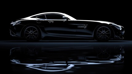 Obraz premium Black beauty reflecting on the asphalt