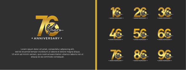 anniversary logo style set with golden color can be use for celebration moment