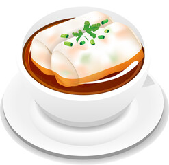 Hand drawn dim sum element graphic art, Rice noodle roll, Zhaliang.