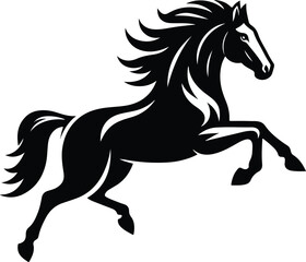 Running horse black silhouette. Vector illustration