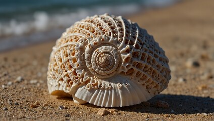 The intricate patterns on a seashell you found on the beach ai_generated