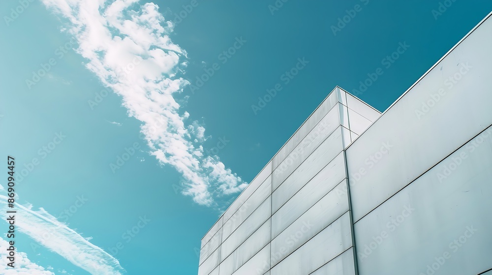 Poster wall of a modern building on a background of blue sky abstract architectural background : Generative AI