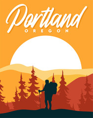 Naklejka premium portland oregon with beautiful sky views