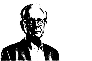 Silhouettes of Senior Man