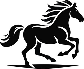 Running horse black silhouette. Vector illustration