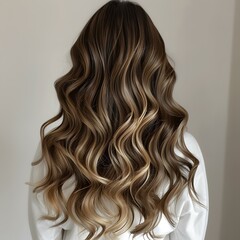 Naklejka premium Long Wavy Brown Hair