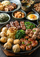 Fototapeta premium A variety of grilled meats and vegetables on a plate