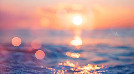 Fototapeta premium Abstract background of sunset colored bokeh at the shore : Generative AI