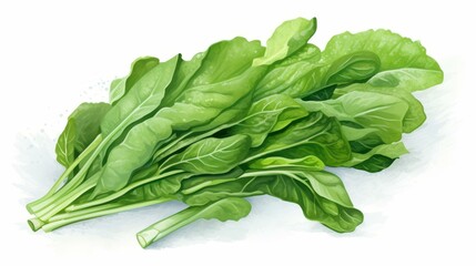Vibrant watercolor illustration of fresh and delicious turnip greens on white background