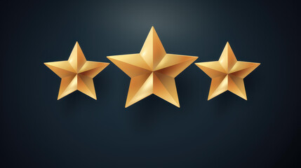 Obraz premium Five gold stars aligned on a dark blue background create a stunning visual effect.