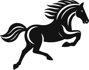 Running horse black silhouette. Vector illustration